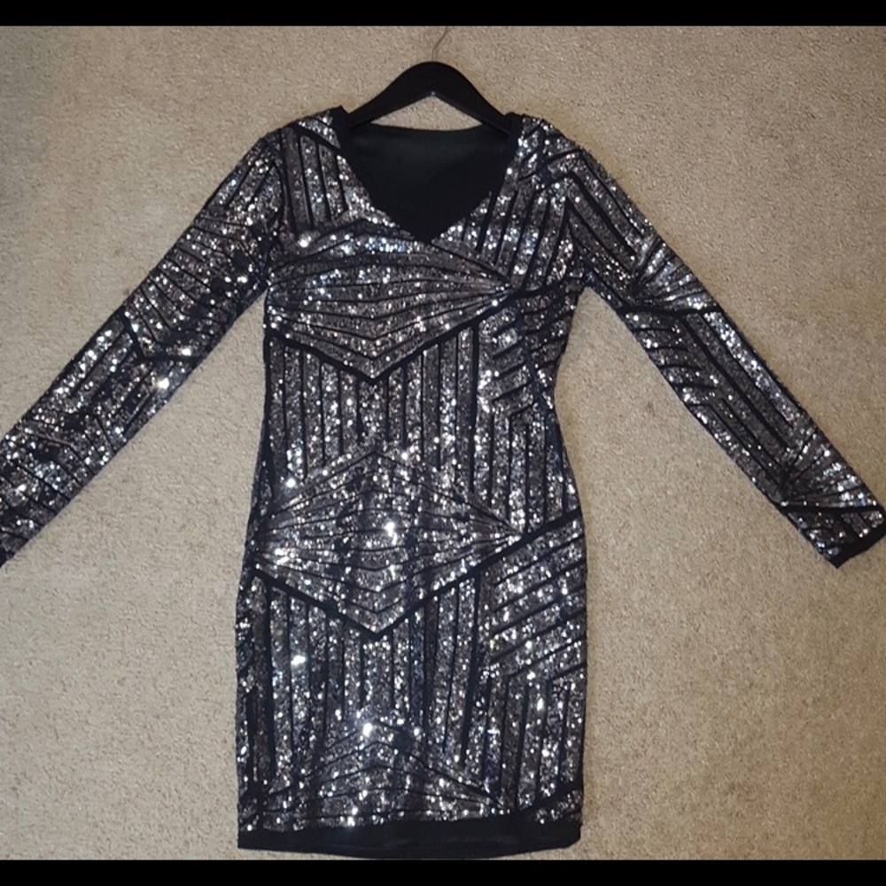 Special occasion black and silver dress